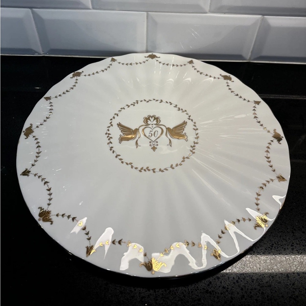 Gorham Grand Manor Gold 50th Anniversary Cake plate $58 New
